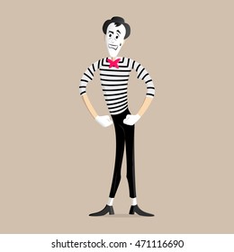 A Mime performing a pantomime called bodybuilder
