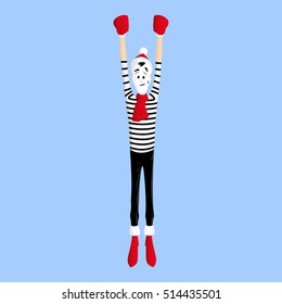 A Mime performing a pantomime called hanging 