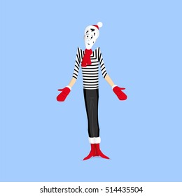 A Mime performing a pantomime called shrugging the shoulders