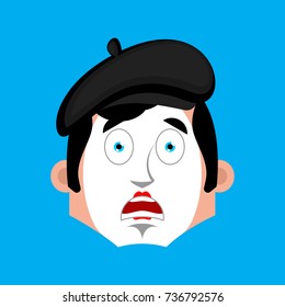 Mime Surprised emotion face avatar. pantomime open-eyed emoji. mimic icon. Vector illustration