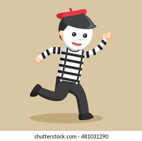 mime waving hand illustration design