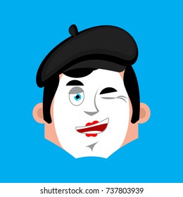 Mime winking emotion avatar. pantomime happy emoji. mimic icon. Vector illustration
