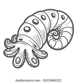 Ilustração de arte de linha de polvo imitador, Thaumoctopus Mimicus