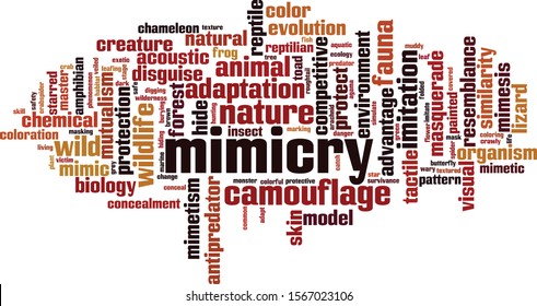 Mimicry word cloud concept. Collage made of words about mimicry. Vector illustration 