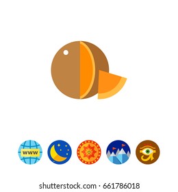 Mimolette Cheese Head and Slice Icon