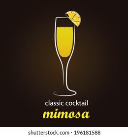 Mimosa Cocktail in authentic Flute glass - Stylish and minimalist vector background