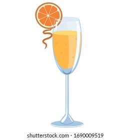 Mimosa cocktail glass drink line icon Royalty Free Vector