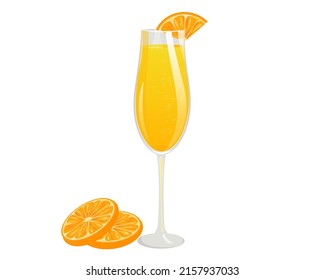 Mimosa cocktail Refreshing summer alcoholic drink and orange   champagne Vector illustration The concept drinks 