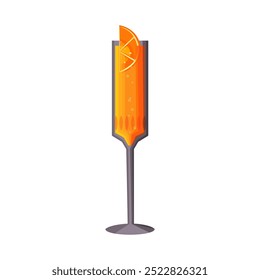 Mimosa cocktail.Refreshing summer alcoholic drink with orange and champagne.Vector illustration.