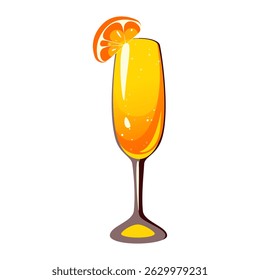 Mimosa cocktail.Refreshing summer alcoholic drink with orange and champagne.Vector illustration.