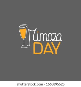 Mimosa day vector illustration. Mixed drink with orange juice. Mimosa isolated on a on a gray background.