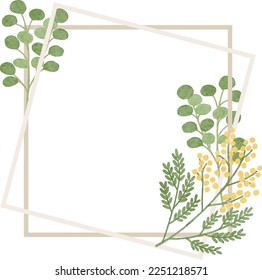 Mimosa flower frame vector illustration
