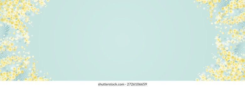 Mimosa Flower Horizontal Frame Background for Spring Design