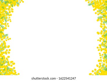 Mimosa hand drawn vector frame / Horizontal position