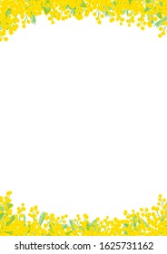 Mimosa hand drawn vector frame / Vertical position