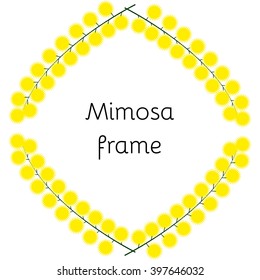 Mimosa vector frame on white background. Perfect for greeting, invitation or wedding invitations and birthday cards.
