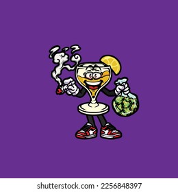 mimosa vector smoking joint hold nug weed cartoon