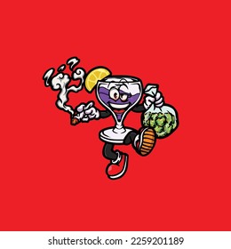 mimosa vector smoking joint hold nug weed cartoon