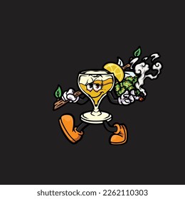 Mimosa-Vektorrauchgelenk mit Krautkartoon