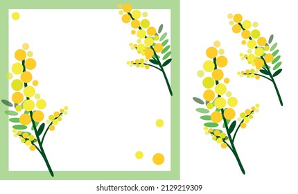 Mimosa  women's day 8th march. Squared Post Template Icon set