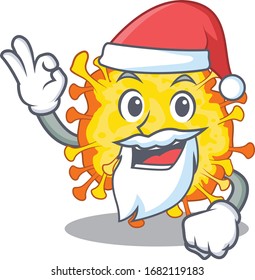 Minacovirus in Santa cartoon character design showing ok finger