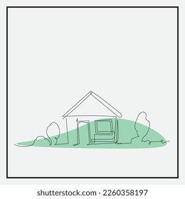 minamal line art simple black outline with colorful abstract background hand drawing