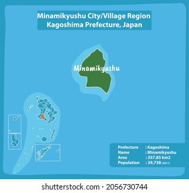 Minamikyushu City Village Region Kagoshima Prefecture Map, Japan