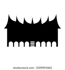 Minang tradicional casa silhueta vetor ilustração design modelo elementos, arquitetura indonésia antiga clipart, rumah adat gadang preto silhueta clip art