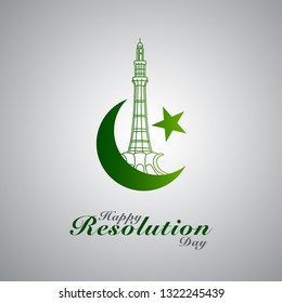Minar e Pakistan 23 March 1940 - Creative and Beautiful background with patriotic glow. - Illustration