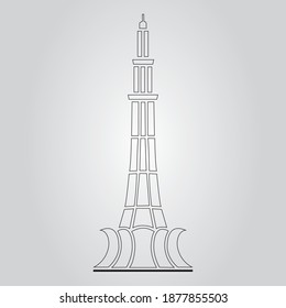 Minar e pakistan line art vector