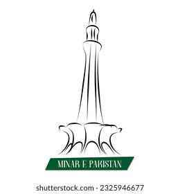 Pancarta de diseño de vectores Minar e Pakistan y 14 de agosto Día de la Independencia de Pakistán