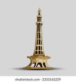 Minar-e-Pakistan. Famous Landmark of Pakistan located in the city of Lahore, Pakistan. abstract Vector illustration