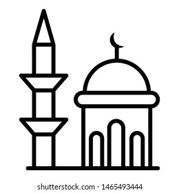 Minaret and dome mosque icon. Outline minaret and dome mosque vector icon for web design isolated on white background