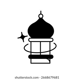 Icono de minarete con fondo blanco Vector Ilustración de stock