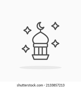 Minaret Moschee Linie Symbol. Bearbeitbarer Strich und Pixel perfekt. Kann für digitale Produkte, Präsentationen, Print-Design und mehr verwendet werden.