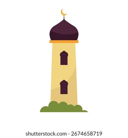 Minaret mosque vector, minaret islam muslim color icon, adzan tower clipart, minaret clip art