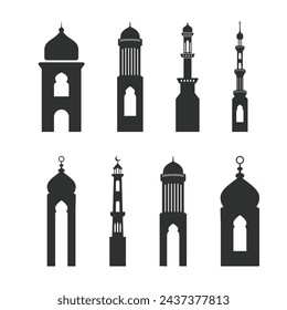 Minaret Mosque vector silhouette on white background