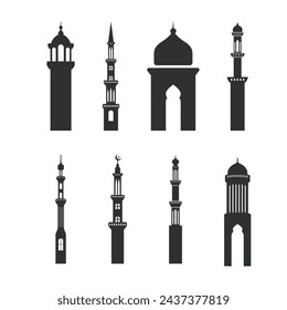 Minaret Mosque vector silhouette on white background