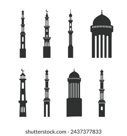 Minaret Mosque vector silhouette on white background