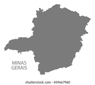 Minas Gerais Brazil Map grey