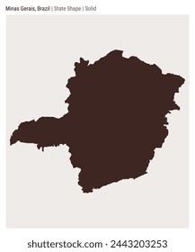 Minas Gerais, Brazil. Simple vector map. State shape. Solid style. Border of Minas Gerais. Vector illustration.