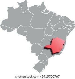 PROVINCIA DE MAPA DEL DEPARTAMENTO MINAS GERAIS DEL MAPA ISOMÉTRICO 3D DE BRASIL