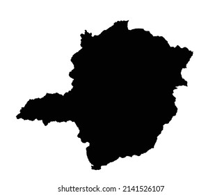 Minas Gerais map vector silhouette illustration isolated on white background. Brazil state Minas Gerais map symbol. South America territory.