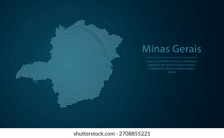Minas Gerais, Bundesstaat Brasilien. Karte gefüllt mit konzentrischen Kreisen auf dunklem Farbverlauf-Hintergrund