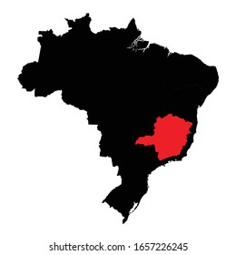 Minas Gerais state highlighted on Brazil map Vector EPS 10