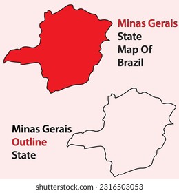 minas gerais state map of brazil