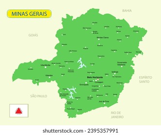 Minas Gerais state map in Brazil. Vector illustration