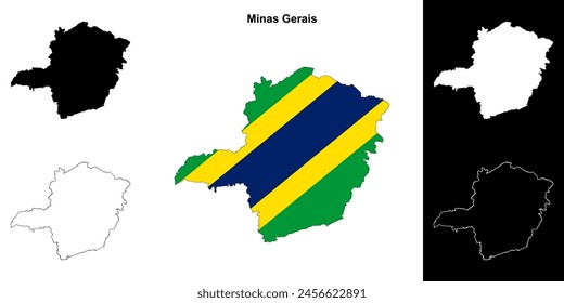 Minas Gerais state outline map set
