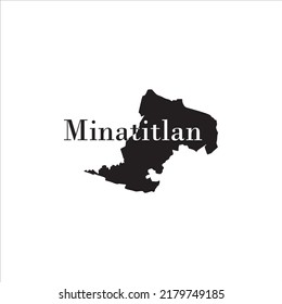 Minatitlan map and black lettering design on white background