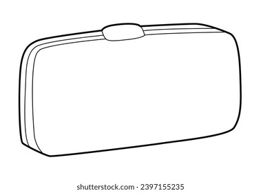 Minaudiere clutch silhouette bag. Fashion accessory technical illustration. Vector satchel front 3-4 view for Men, women, unisex style, flat handbag CAD mockup sketch outline isolated